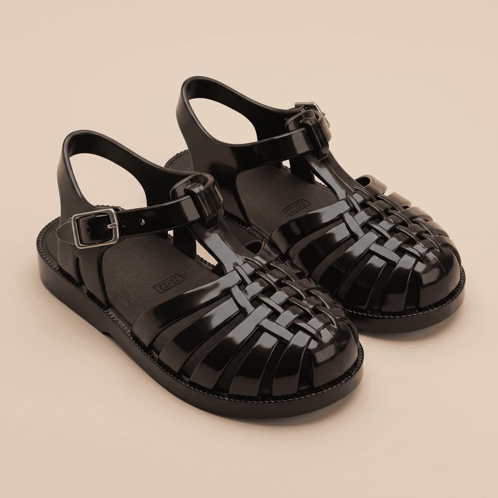 Sapato Infantil Menina Sandália Melissinha Papete Jelly Cage Fivela Dourada Praia Verão