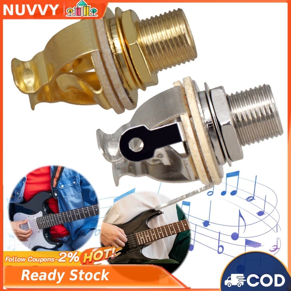 2 Pçs 1/4 Polegada 6.35Mm Guitarra Captador Saída Jack Mono Soquete Elétrica Peças De