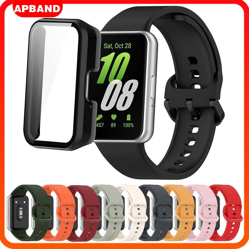 Pulseira Silicone Capinha Capa Case Com Vidro Para Relógio Smartwatch Samsung Galaxy Fit 3 Acessórios