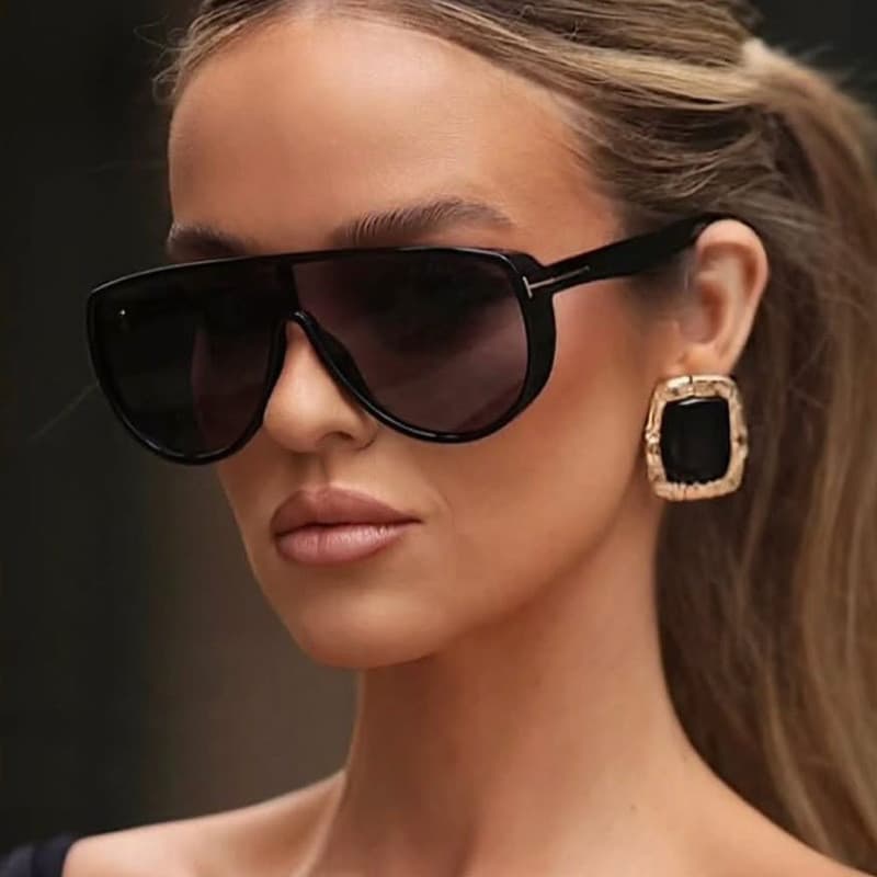 Óculos De Sol Femininos Moda T-Frame De Armação Grande De Uma Peça