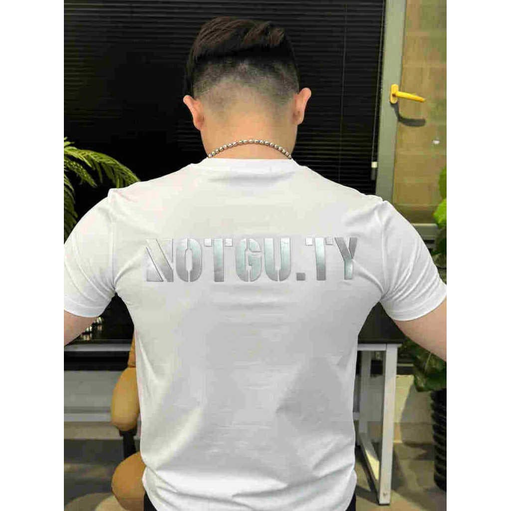 Famoso padrão roupas 2025 verão novo estilo masculino simples em torno do pescoço fino-ajuste de manga curta frente tras