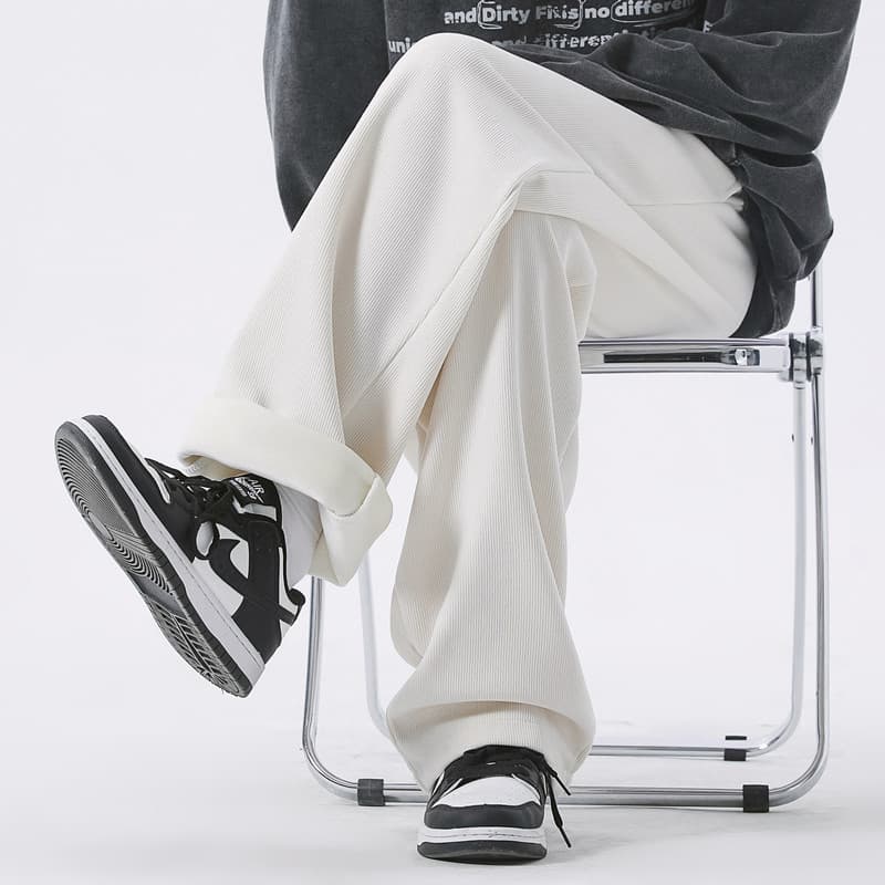 Calças de veludo bege masculinas outono inverno High-End oversize esportes Sweatpants Chenille em linha reta calças de p