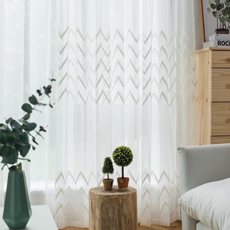 Novo estilo tela da janela fio de algodão bordado cortina com gaze sala estar quarto estudo moderno simples listras bran