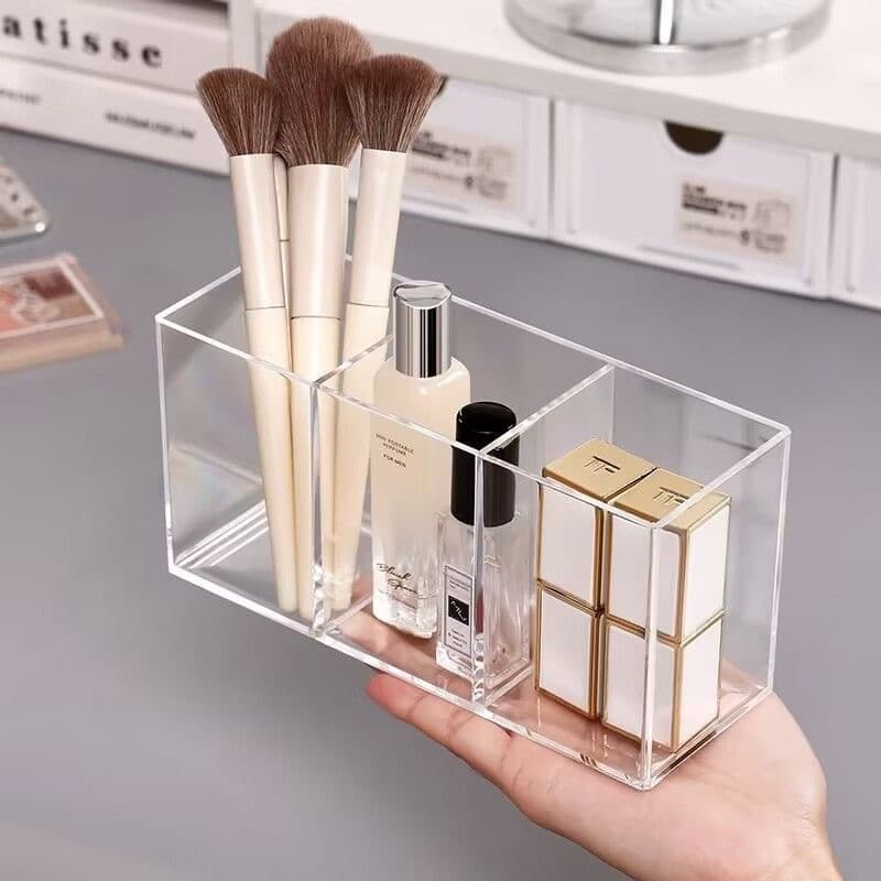 Balde de Armazenamento para Pincéis de Maquiagem, Suporte Transparente para Pincéis, Organizador de Cosméticos e Batons