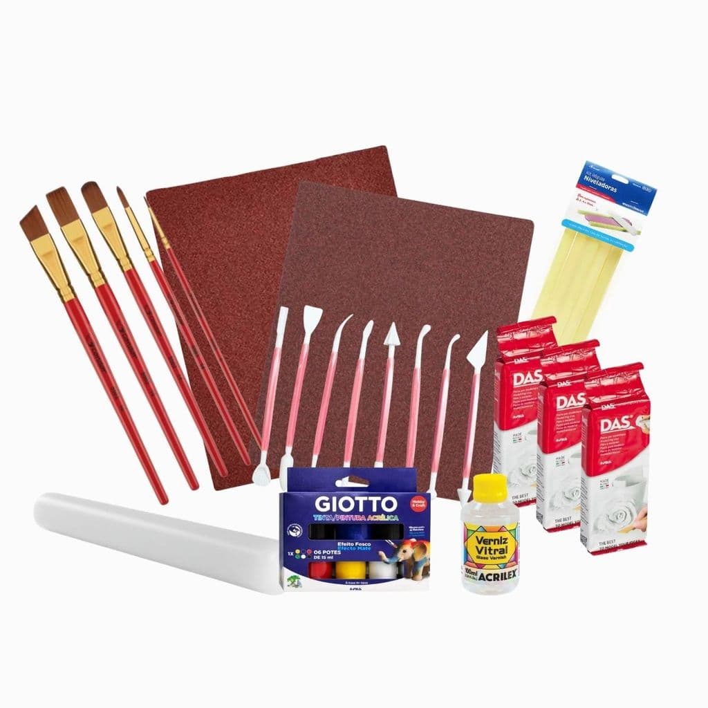 Kit 3 Massa Fria DAS 250g Estecas Réguas Pincéís Rolinho
