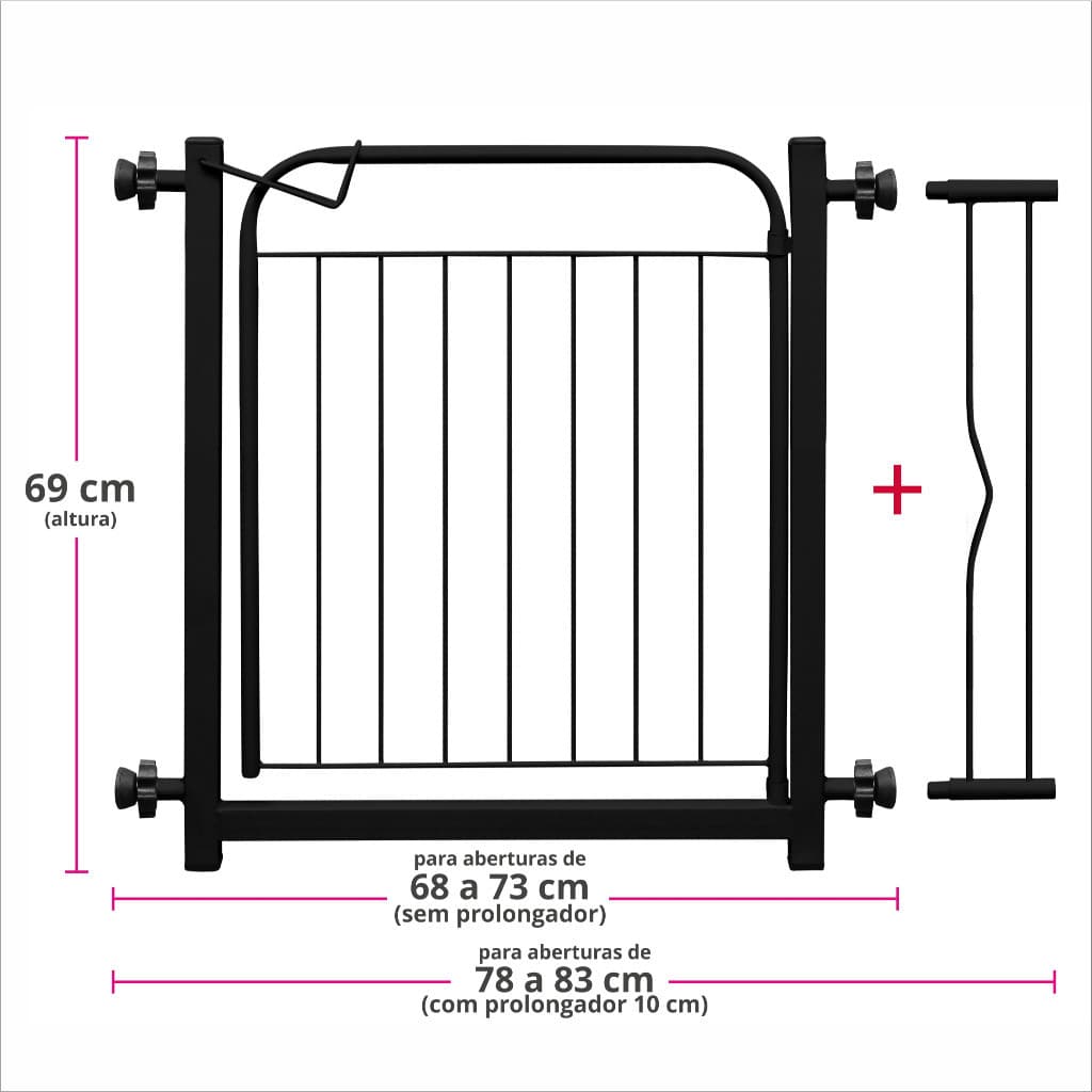 Portão Pet Grade Aramado Proteção Cães Crianças Fechar Passagem Bebês Extensor de 10cm Largura 83cm!