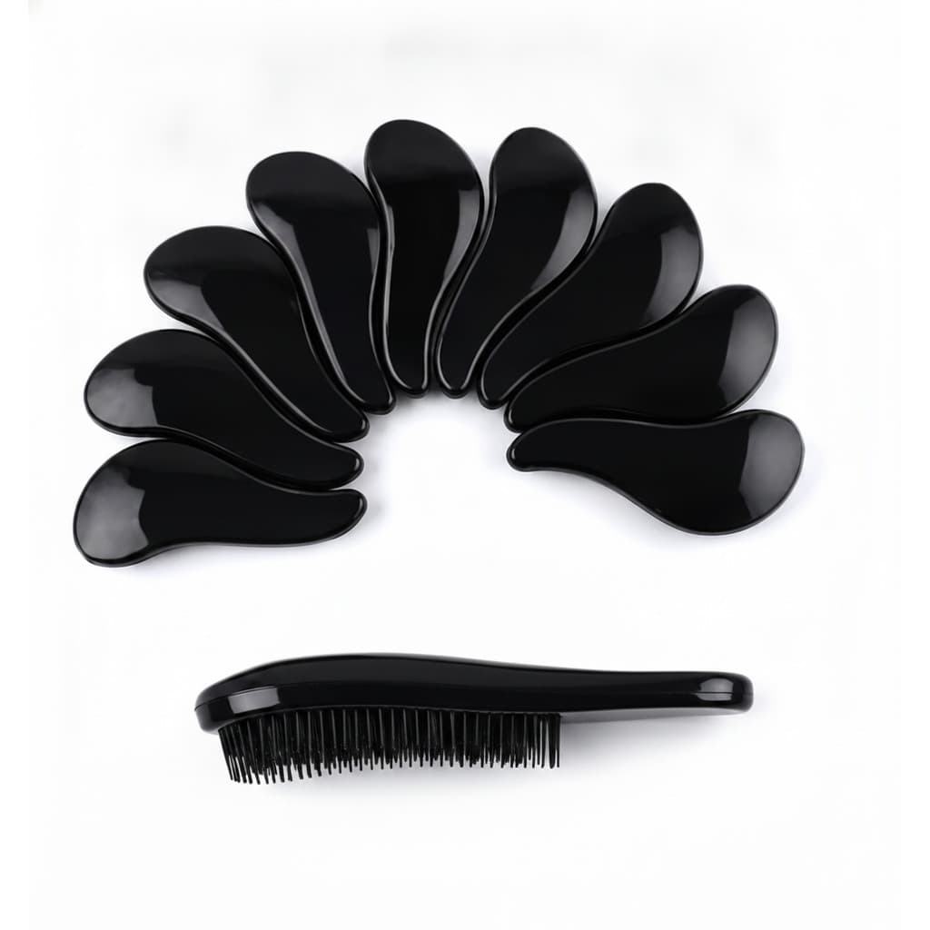Kit 10 Escovas Mágicas Pretas Desembaraçantes – Anti Frizz, Atacado, Para Todos os Tipos de Cabelo