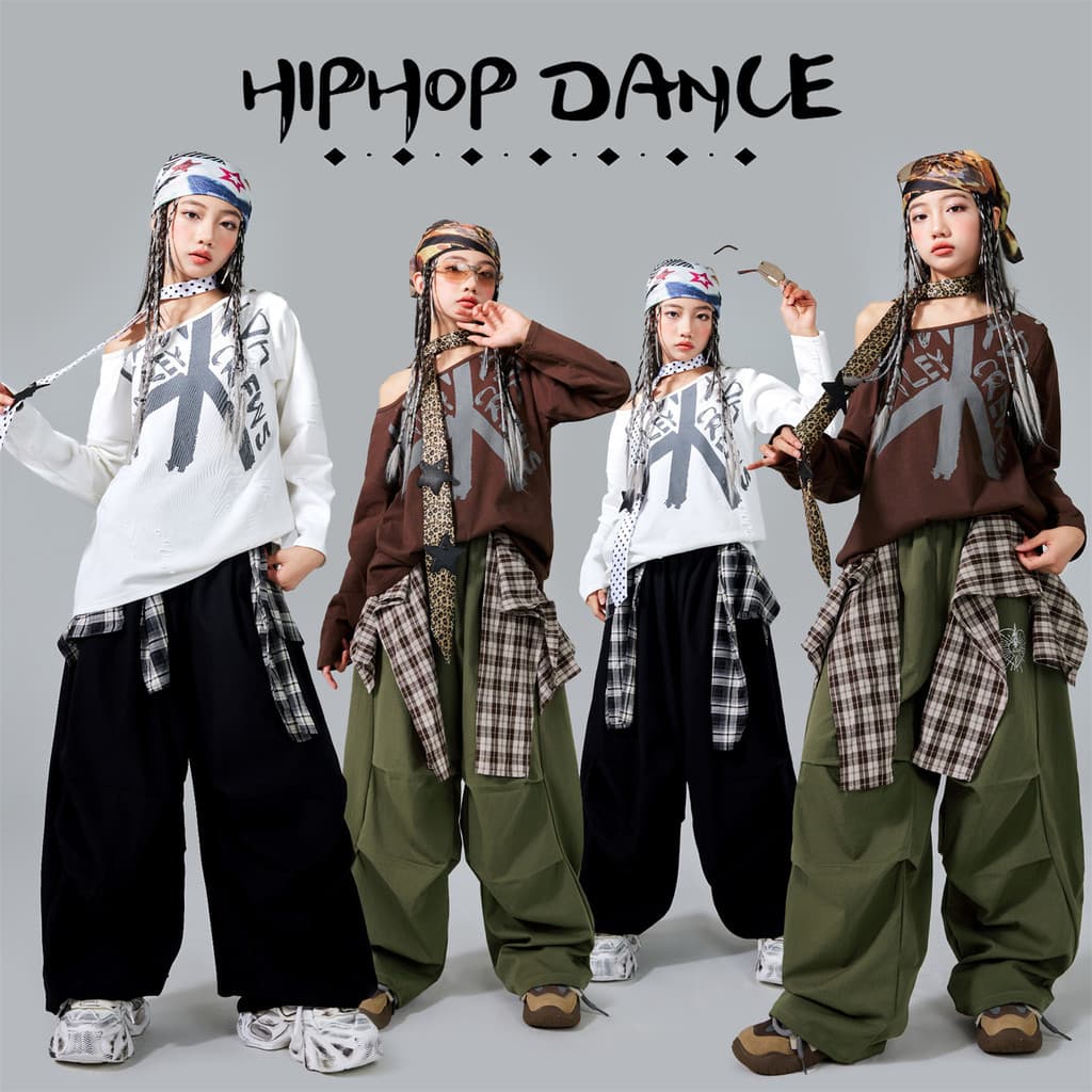 Trajes de dança de Jazz para meninas, versão coreana, trajes de prática da moda, dança de rua, trajes infantis da moda,