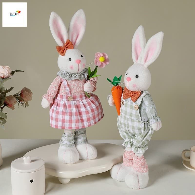 Estatueta Ajustável De Perna Longa Com Decoração De Coelhinho Da Páscoa Design Redimensionável