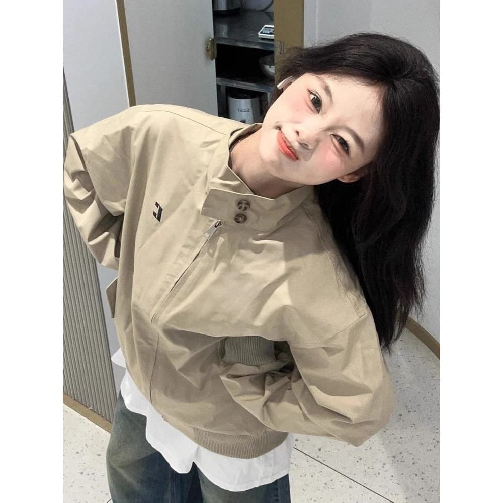 Americano Retro fino jaqueta feminina 2026 novo estilo primavera outono solto à prova dwaterproof água estilo coreano pe