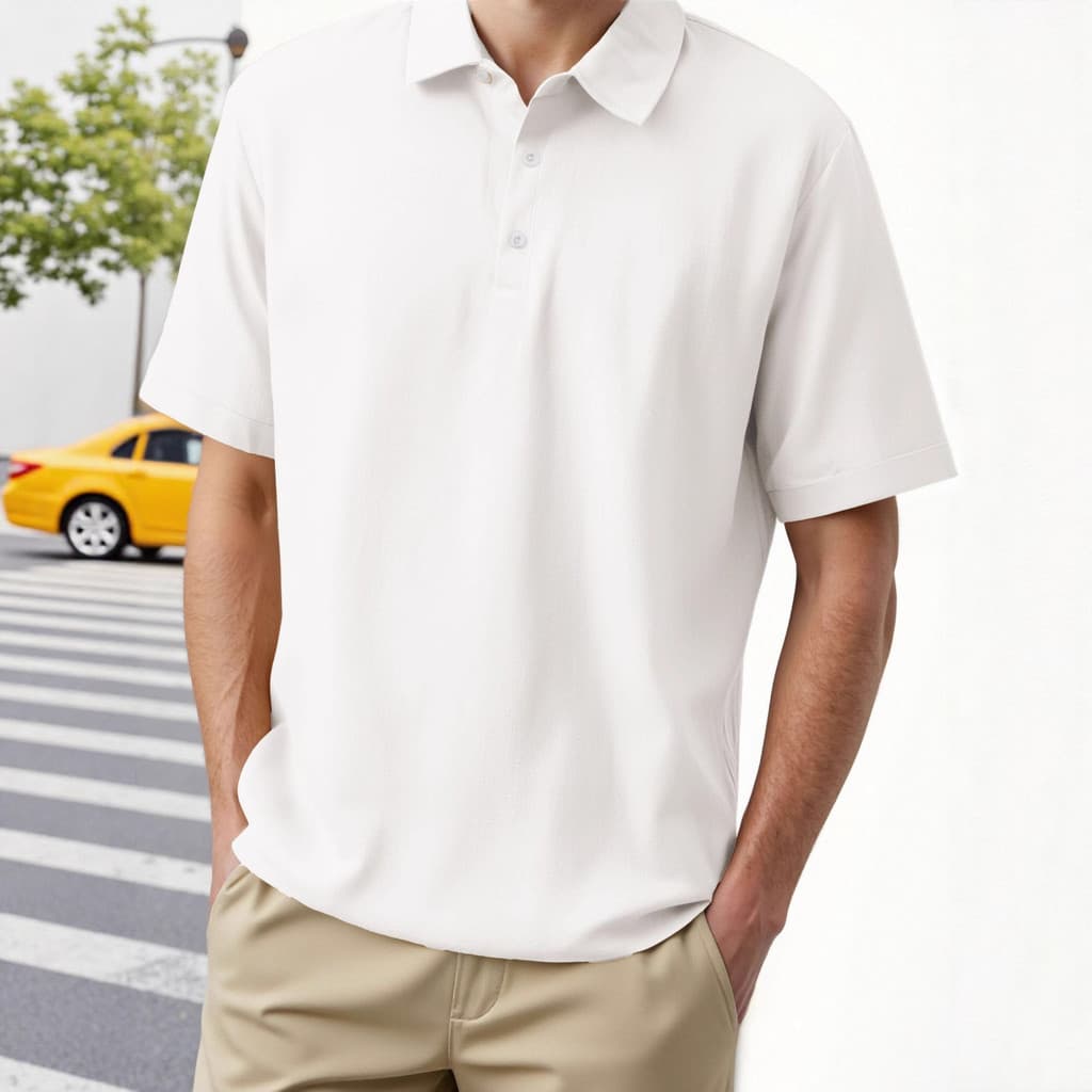 Camisa polo masculina de verão, de manga curta, estilo casual de negócios, com gola, em cor sólida.