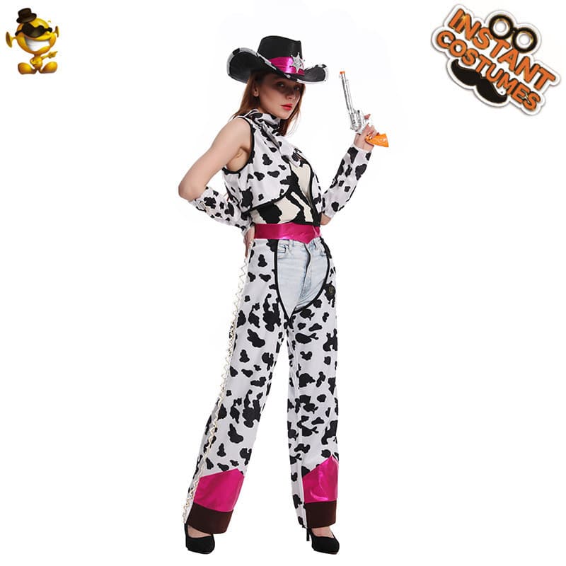 Fornecimento grande feminino ocidental cowboy traje de Halloween Masquerade cowboy festa traje