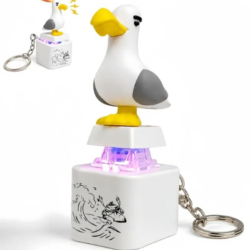Engraçado Mina Pássaro Gaivota Acender Voz Chaveiro Satisfatório Clique Ventilação Brinquedo Para Estudantes Trabalhador