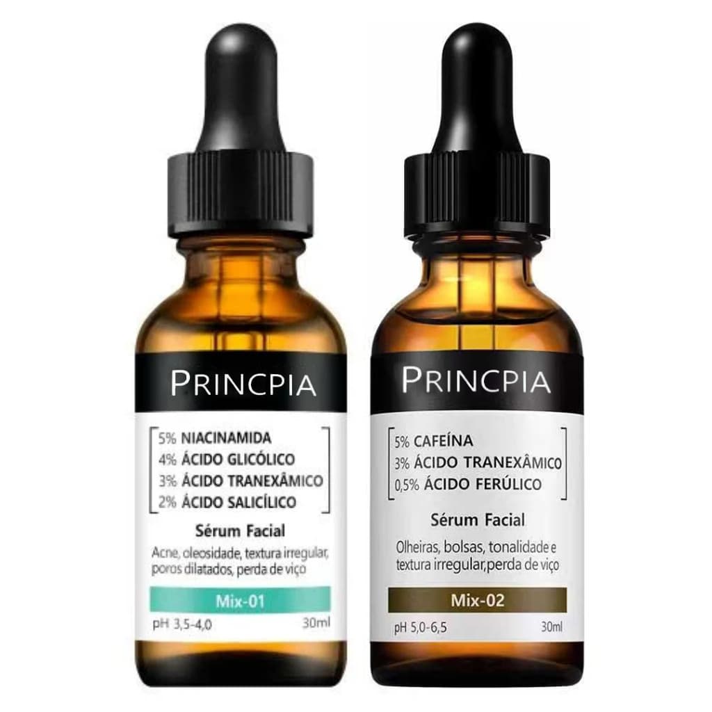 Sérum Mix-01 Esfoliante + Mix-02 Cafeína Clareador Anti Olheiras 30ml