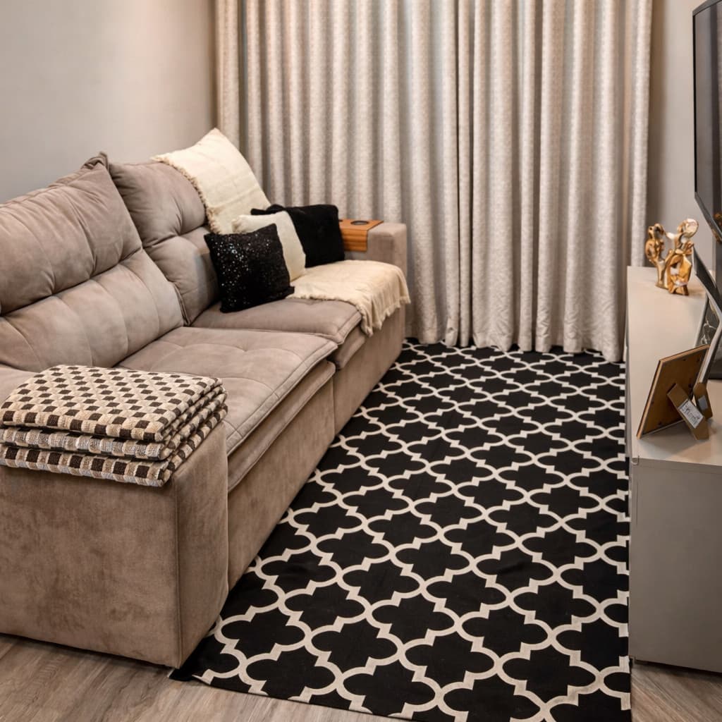 Tapete Geométrico Preto Supremi Luxo para Sala Quarto Escritório