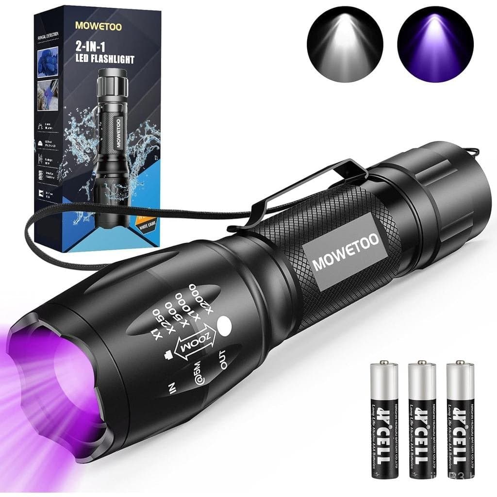 Lanterna UV MOWETOO , Portátil De Luz Negra , Tocha LED Com Combinação Branca E Ultravioleta , Detector De Urina Para An