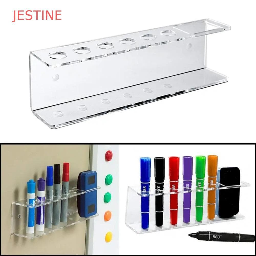 JESTINE Marcador De Quadro Branco E Suporte De Borracha , Canetas Marcadoras De Parede Com 6 Slots Caneta Acrílico De 6