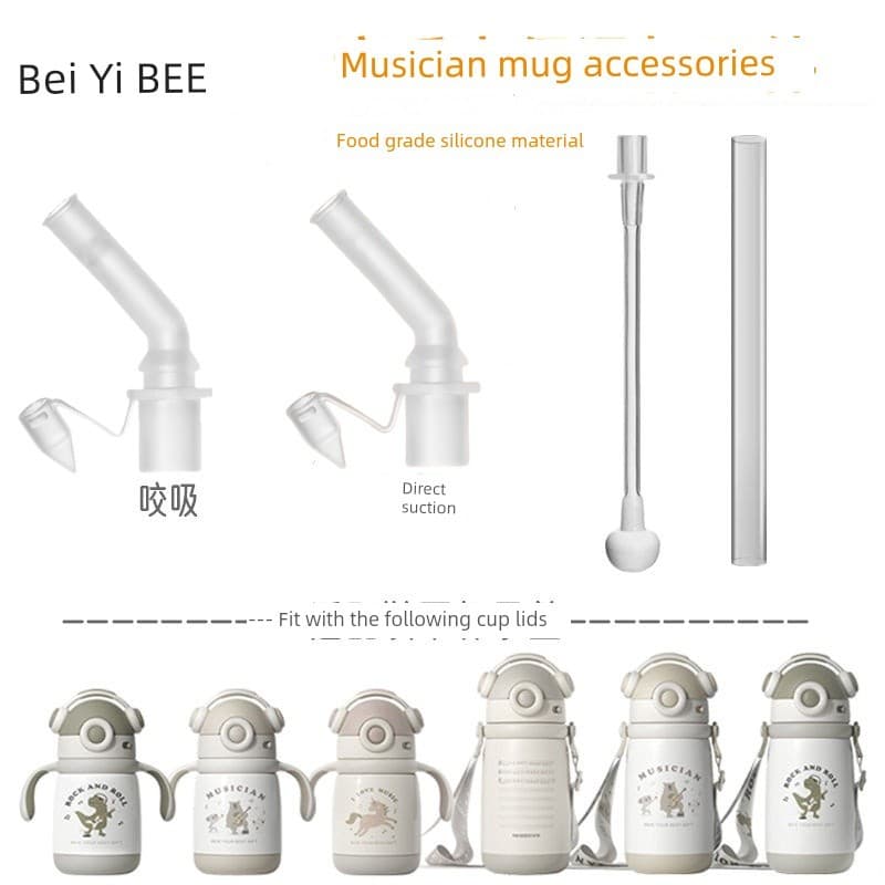 Beie beie músico copo térmico bico acessórios Material de Silicone de qualidade alimentar beber direto palha copo tampa