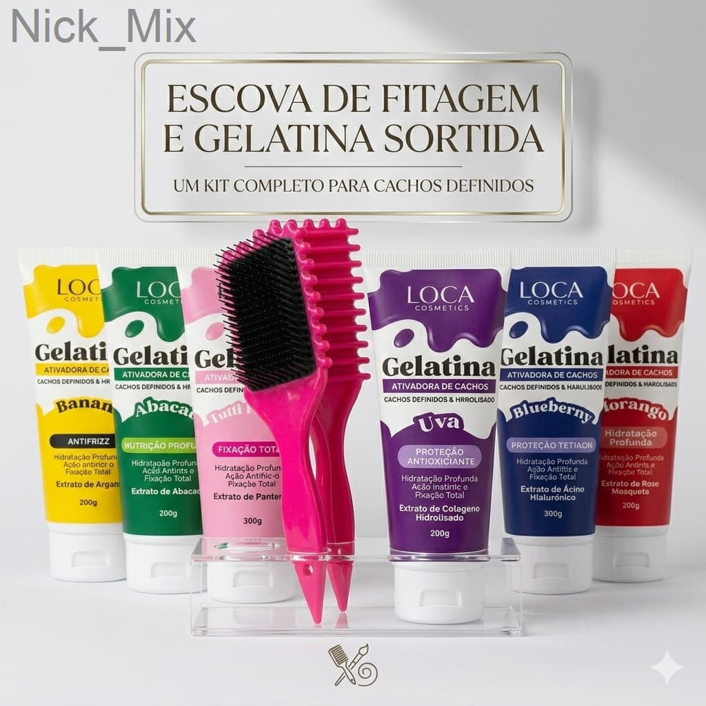 Kit Especial de Definição: 1 Gelatina Capilar sortida + 1 Escova para FitagemPJJK