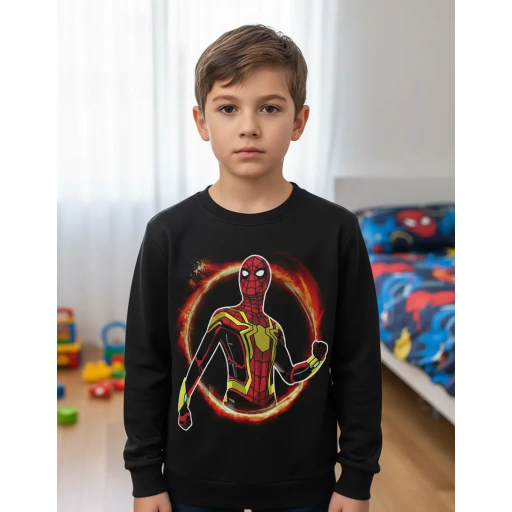 Blusa  Moletom Sublimado Gola Careca Spider Man Infantil 4