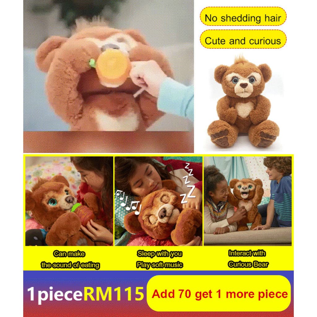【Amigo das Crianças】Brinquedo De Pelúcia Interativo De Urso Curioso/Família/Entretenimento/Presente/Interação
