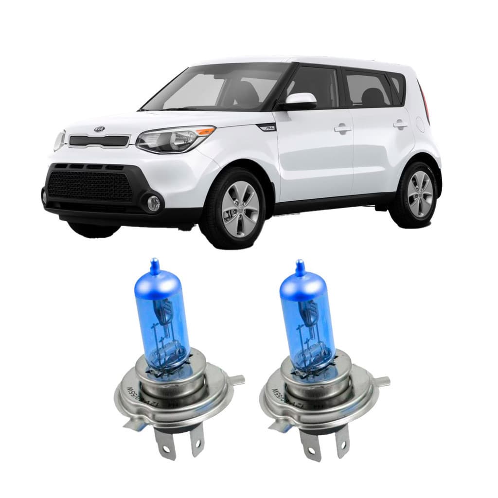 Par de Lâmpadas Super Branca Farol para KIA Soul 2009 2010 2011 2012 2013 2014 2015 2016 8500k H4
