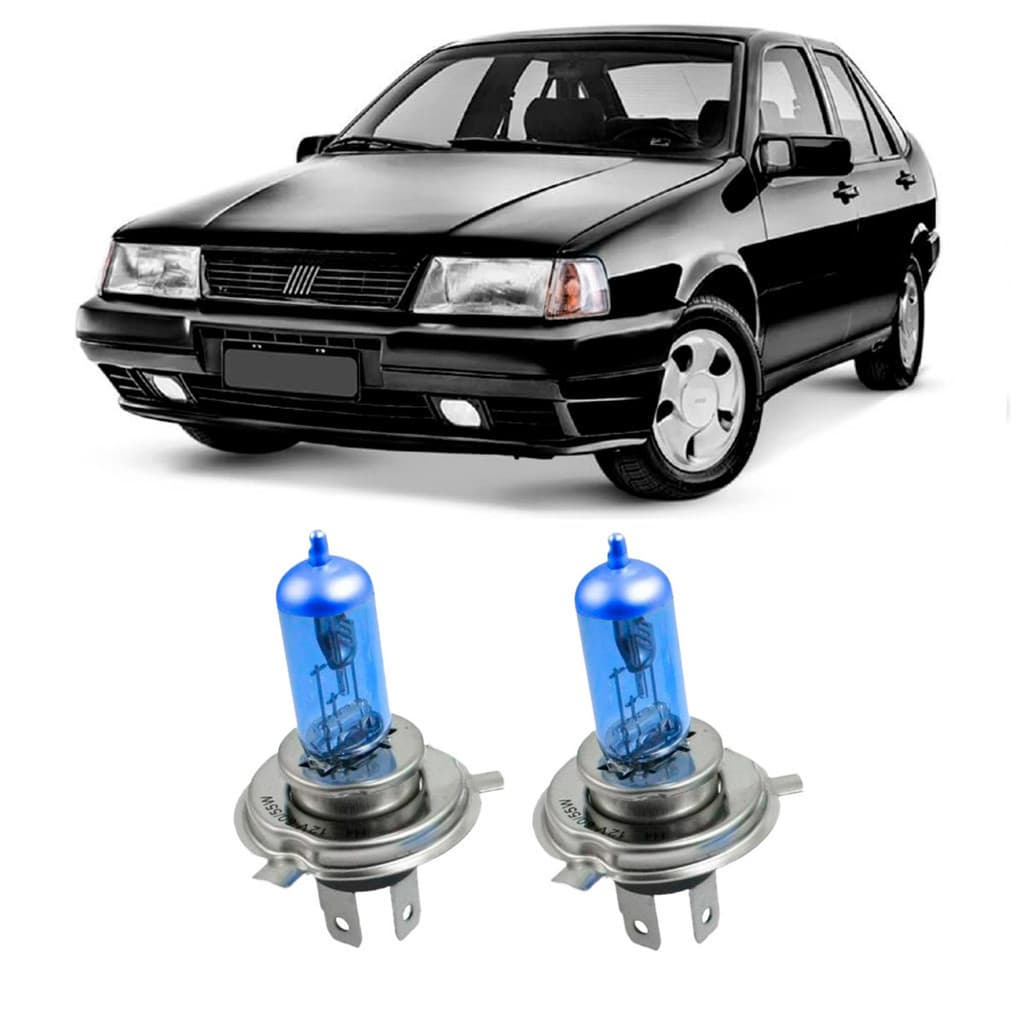 Par de Lâmpadas Super Branca Farol para Fiat Tempra 1991 1992 1993 1994 1995 8500k H4