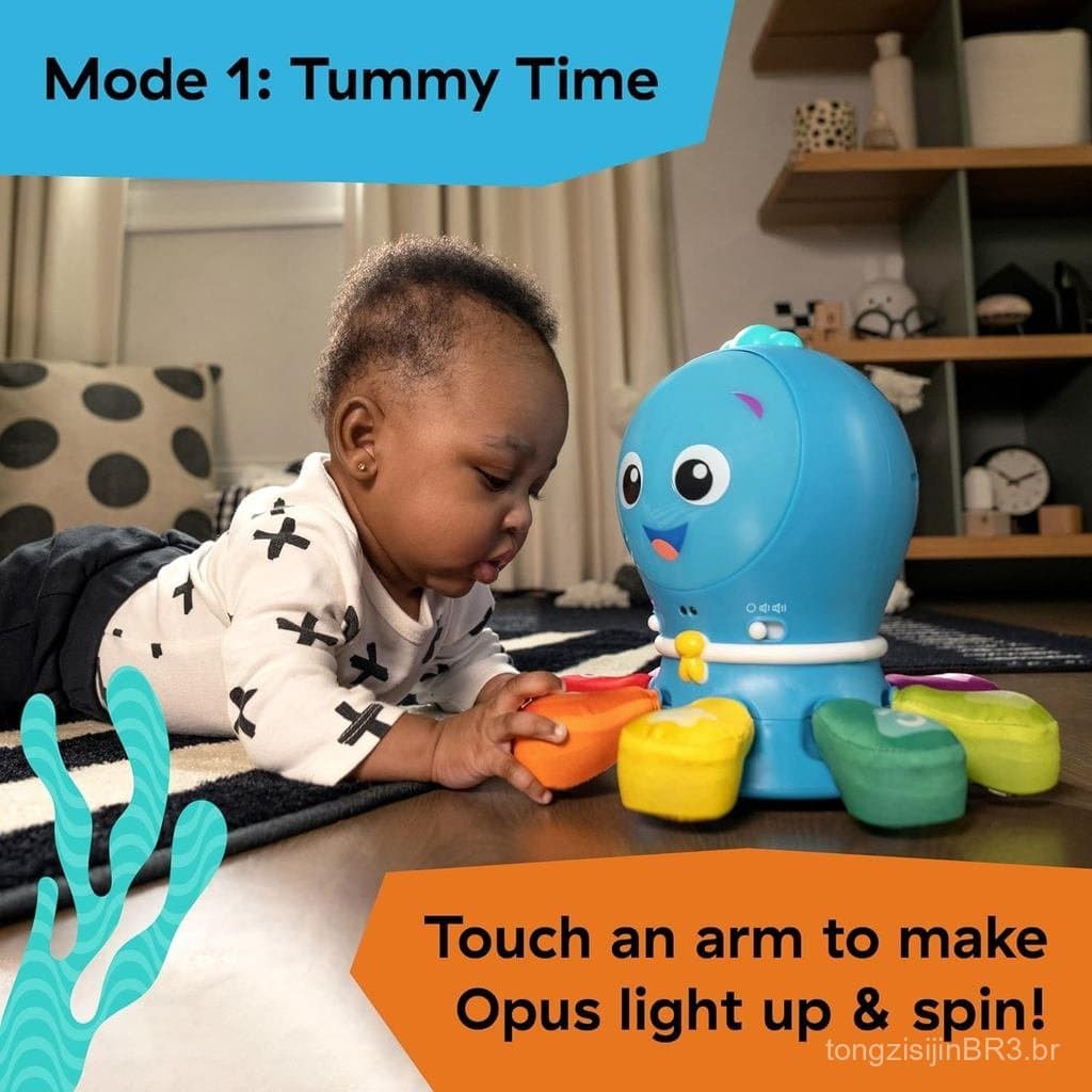 Baby Einstein Ocean Explorers Go Opus Go Brinquedo Educativo 4 em 1 para Engatinhar e Perseguir, com Música e Luzes, par