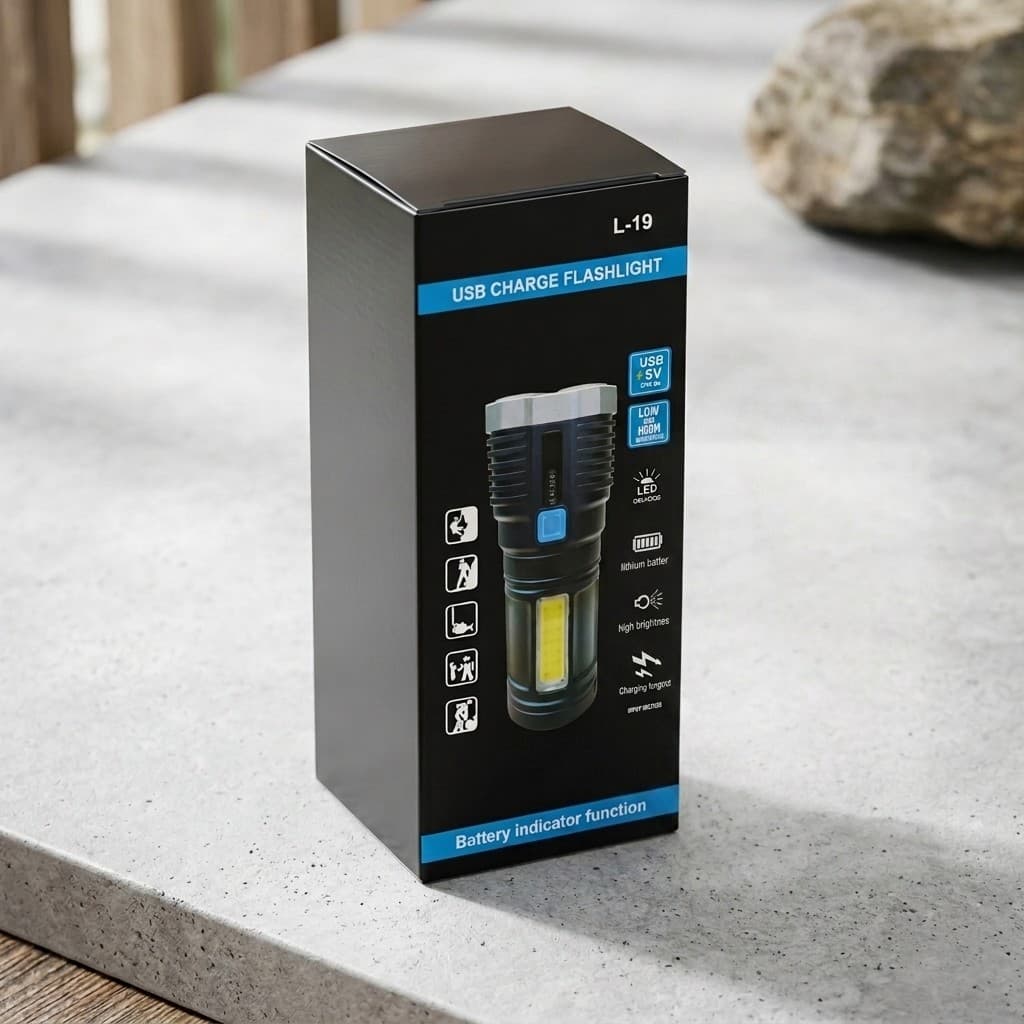 Lanterna LED Tática com Modo Strobe SOS Sinalização Lanterna Recarregável USB Forte Proteção