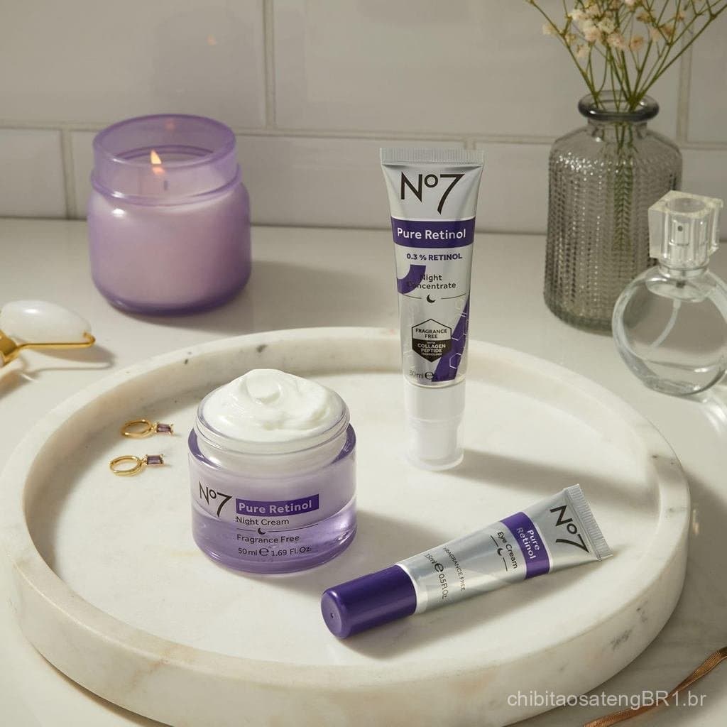 Creme Noturno No7 Pure Retinol - Creme de Retinol que Aumenta o Colágeno e Suaviza, Preenche e Firma Visivelmente a Pele