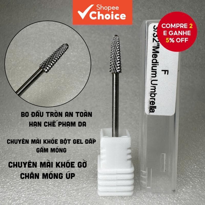 Cabeça de tungstênio americana para unhas: projetada para lixar e remover esmaltes em gel e unhas de acrílico com