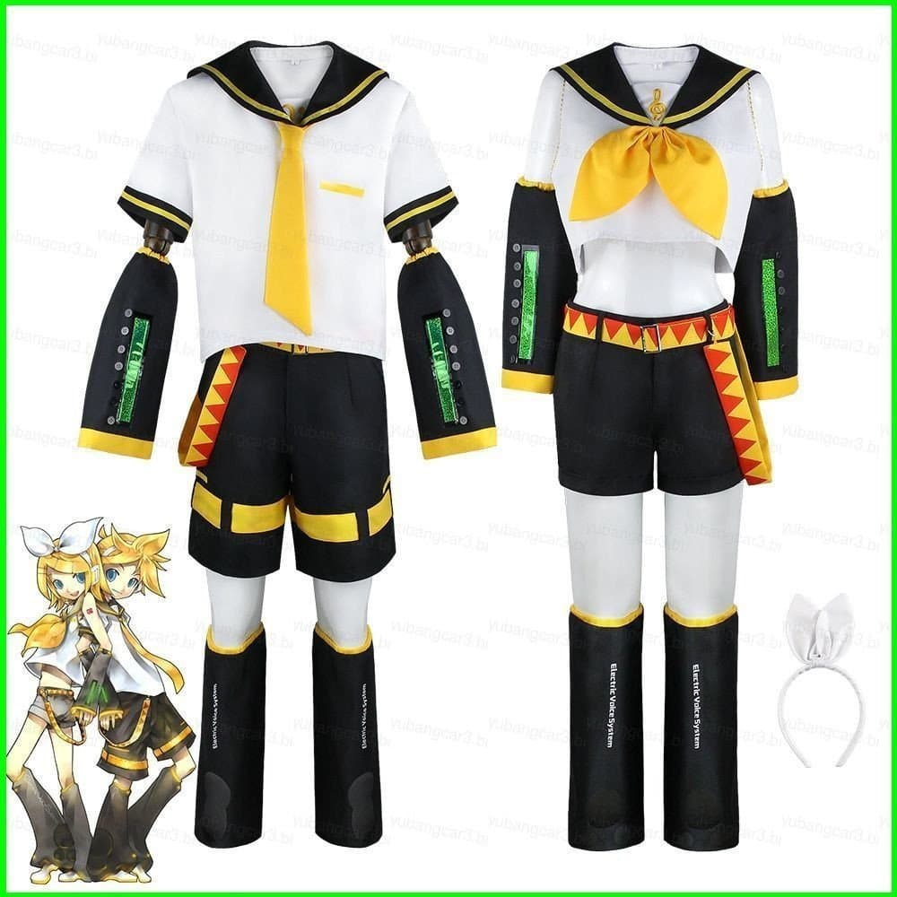 3 VOCALOID Kagamine Rin/Len Cosplay Conjunto de Calças Curtas e Top JK Traje de Marinheiro Uniforme de Anime