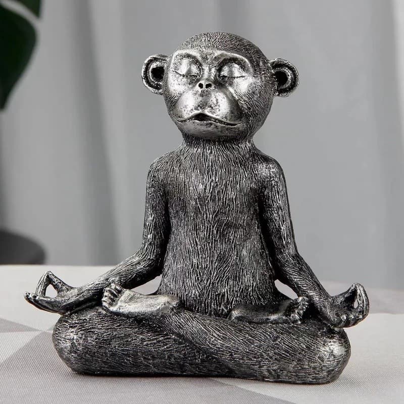 FZ Macaco Estatueta Sentado Em Yoga Estátua De Para Decoração De Casa Pose Meditação Zen Espiritual Sala De Estar Quarto