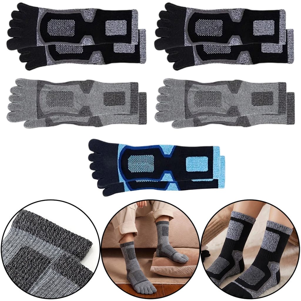 Zaylily5 Pares De Meias De Lã Masculinas Outono Inverno Quentes Cinco Dedos Homem De Alta Qualidade Algodão Esportes Tri