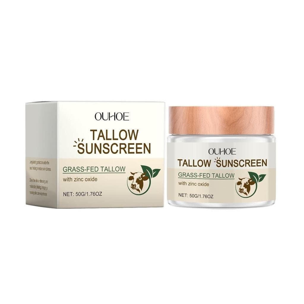 O protetor solar AMALIA Grass-Fed Tallow contém óxido de zinco e dióxido de titânio, oferece proteção UV e hidrata, 1,76