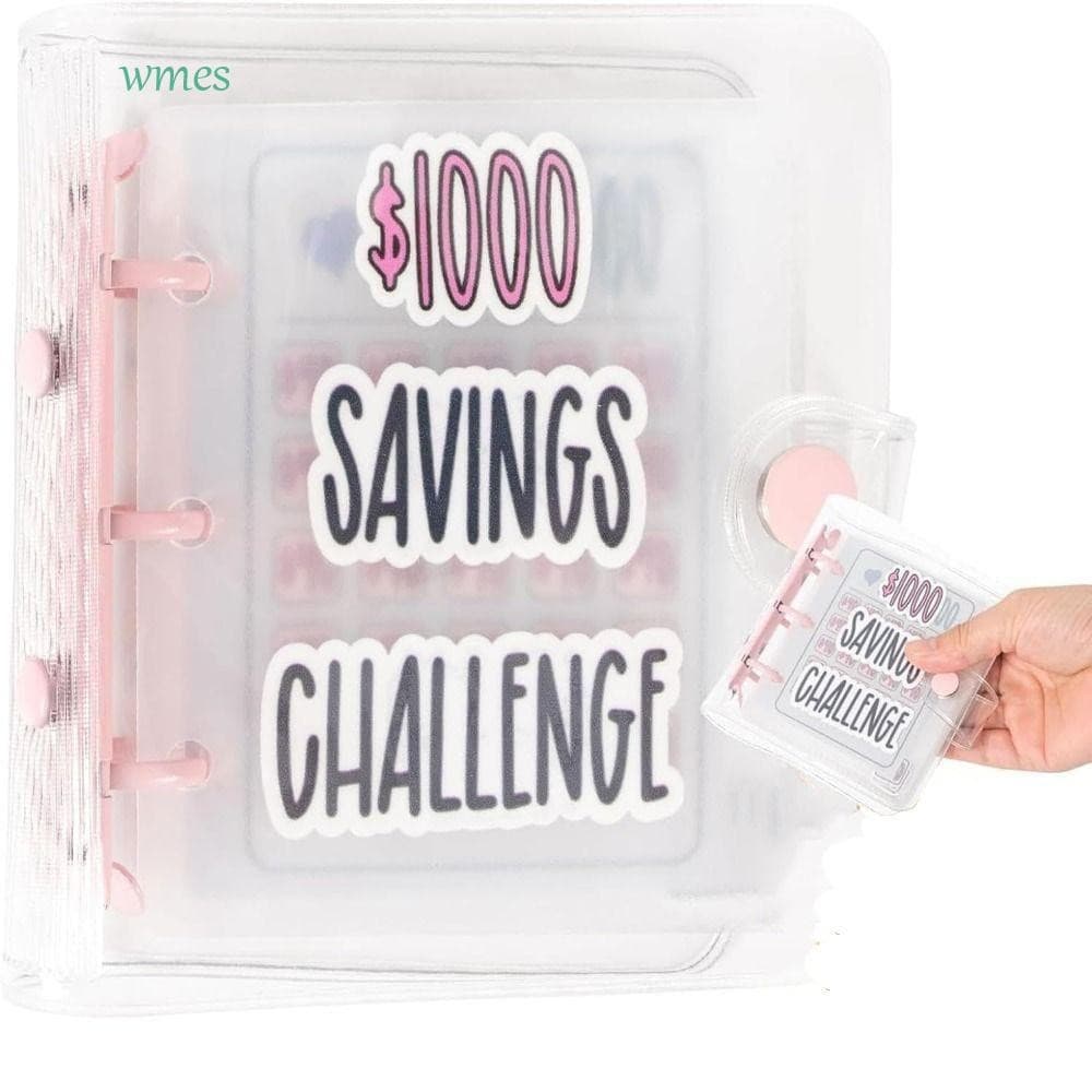 Livro De Desafios De Poupança WMES1 , Mini Fichário Para Economizar Dinheiro De  150/300/500/1000 , Colorido