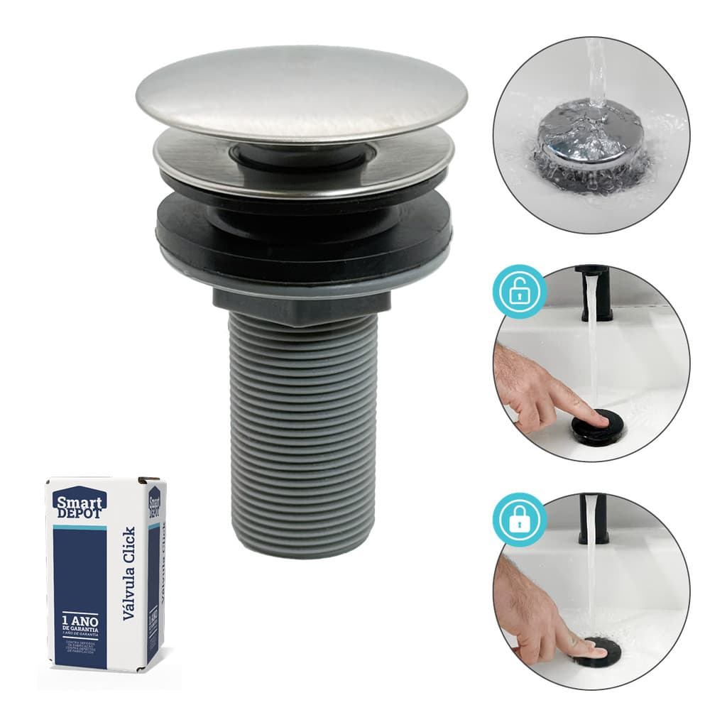 Válvula Click ABS ESCOVADA Lavatório 7/8 " Smart DEPOT