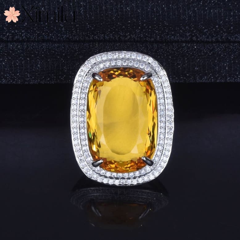 ♥ Cerca de 20x30mm exagerado retangular paraíba azul real ninho de pássaro corte anel feminino moda topázio jóias