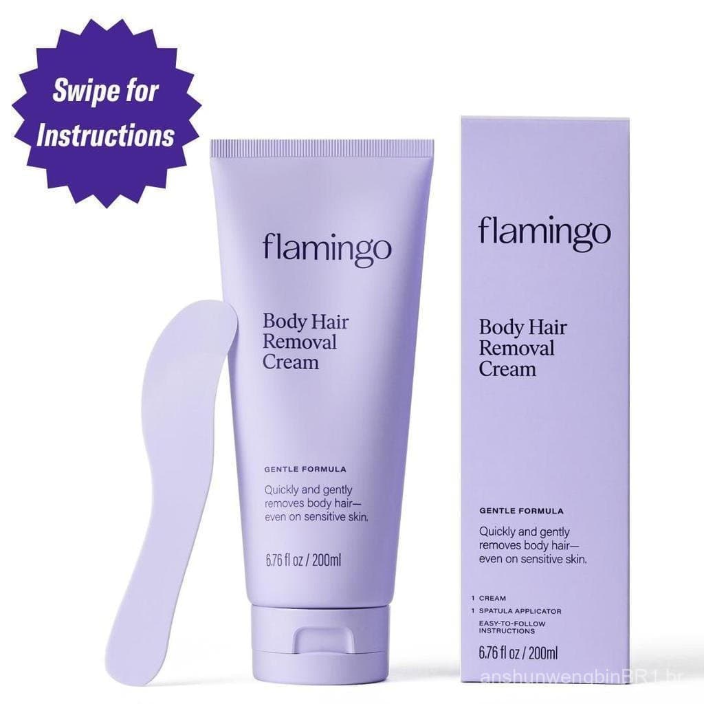 Creme Depilatório Flamingo - Fórmula Suave - 200ml - Aroma de Violeta e Camurça - Seguro e Eficaz por até 7 Dias -