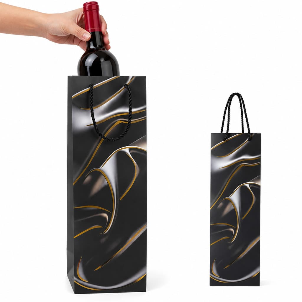 Kit 12 Sacolas para Garrafa de Vinho 39x12x9cm com Alça Cordão Estampada Presentes e Lembrancinhas