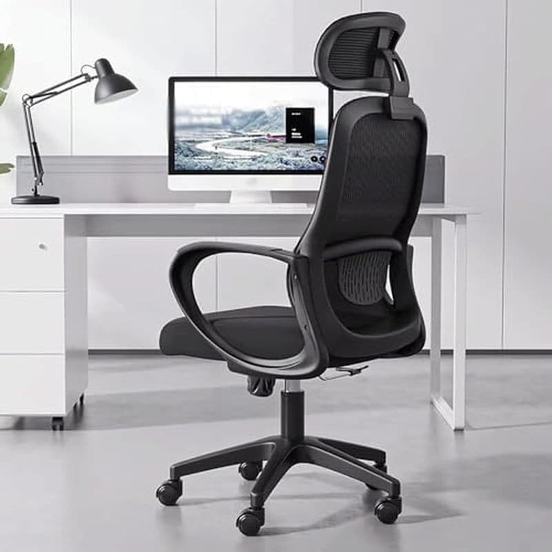 Cadeira De Escritório , Mesa Ergonômica De Malha Com Encosto Médio E Suporte Lombar Ajustável , Modo De Balanço Em Altur