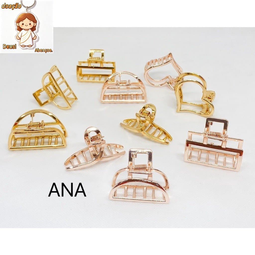 KIT 12 peças Piranha  P  média Dourada e  rose de metal vários modelos blogueira