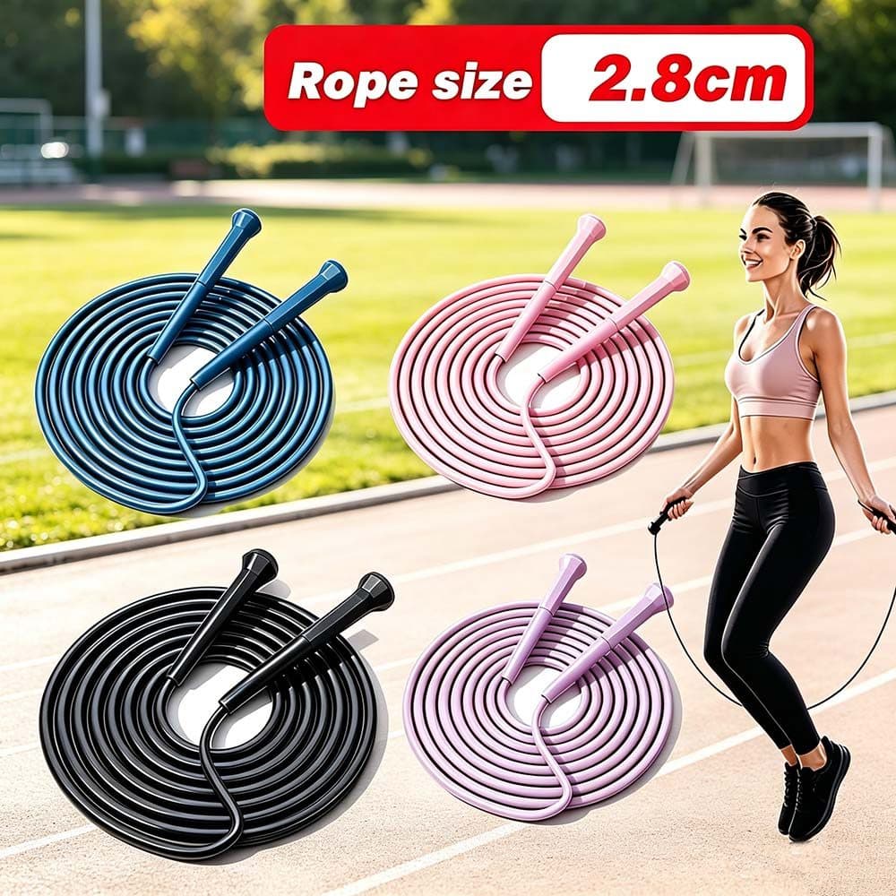 Corda de Pular PVC 280cm Ajustável – Perfeita para casa, academia e competição!