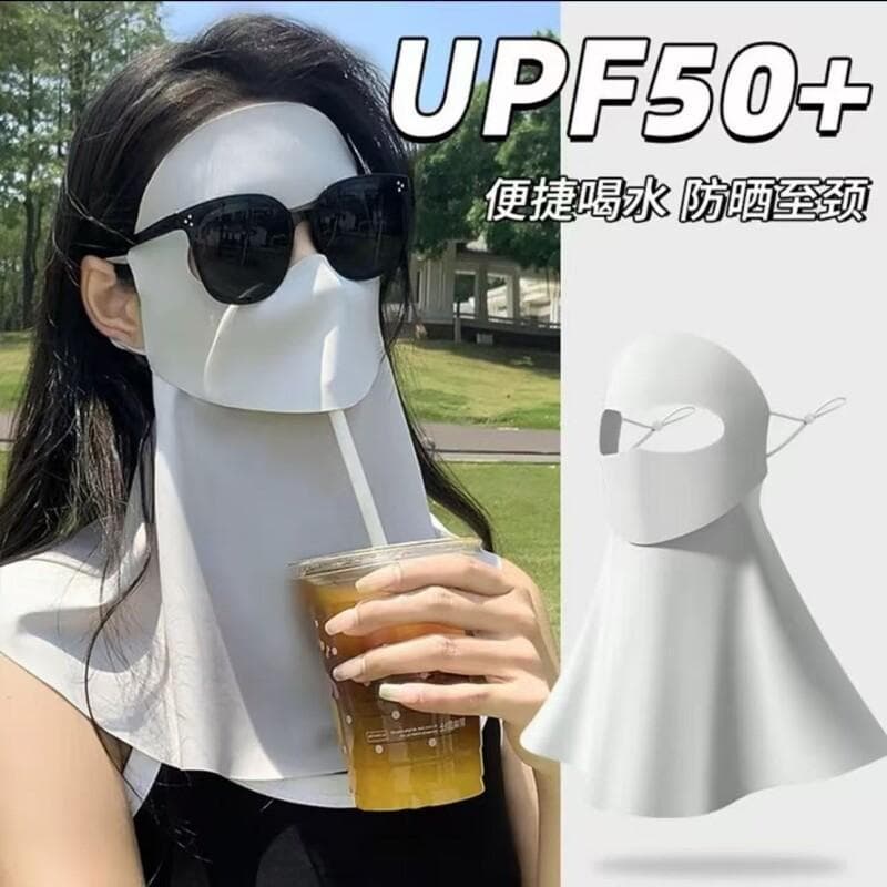 Máscara protetora solar facial respirável, água potável, proteção para pescoço, máscara de seda gelada, proteção contra