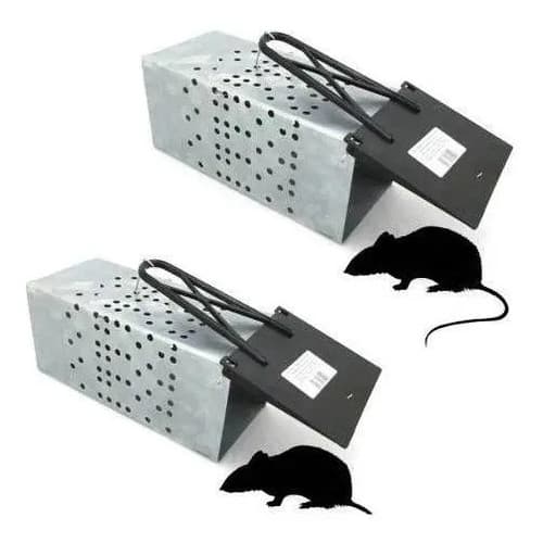Kit De 2 Ratoeiras Gaiola De Metal Grande Para Captura E Soltura De Ratos
