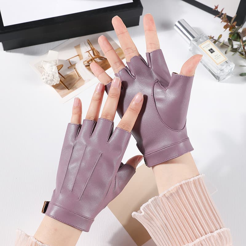 Luvas Femininas Finas de Meio Dedo para Primavera/Verão, Estilo Coreano, Moda para Uso ao Ar Livre, Condução de Motocicl