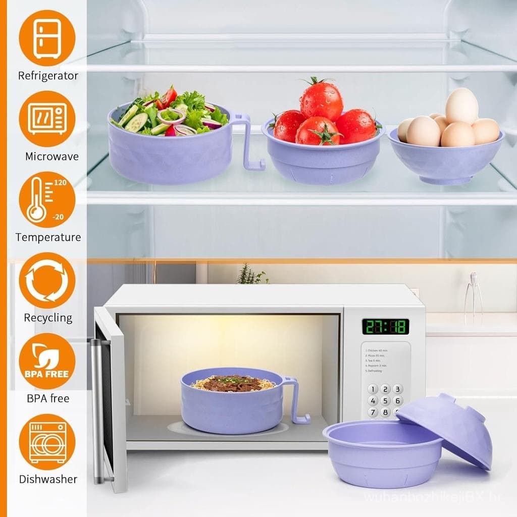 Panela para Ramen, Tigela de Ramen para Micro-ondas, Tigela para Macarrão Ramen, Essenciais para Quarto de Dormitório Un