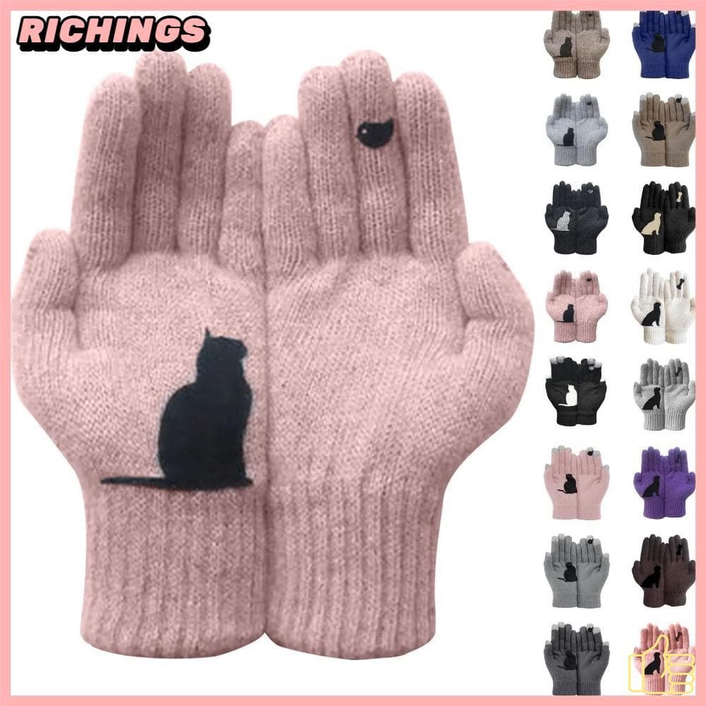 [RICHIS] Luva De Pelúcia Quente , Luvas Térmicas De Malha À Prova De Vento Femininas Masculinas De Inverno Com Elasticid