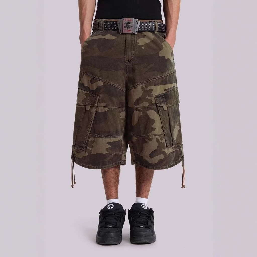 Jad Camuflagem Multi-Bolso Macacão Resistente ao Desgaste Solto Mulheres Homens Shorts Calças Casuais