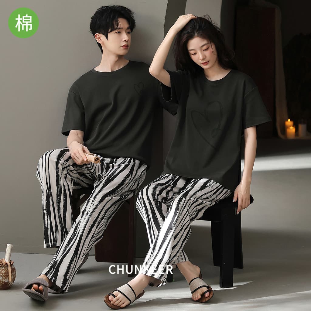 Verão puro algodão casal pijamas conjunto das mulheres dos homens calças de manga curta novo Casual simples moda exterio